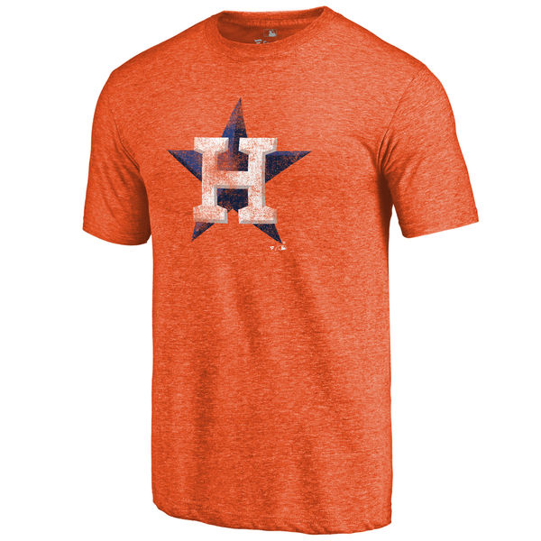 Houston Astros Distressed Team Tri Blend T-Shirt Orange