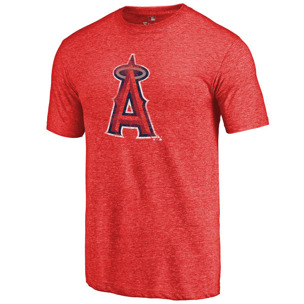 Los Angeles Angels Distressed Team Tri Blend T-Shirt Red