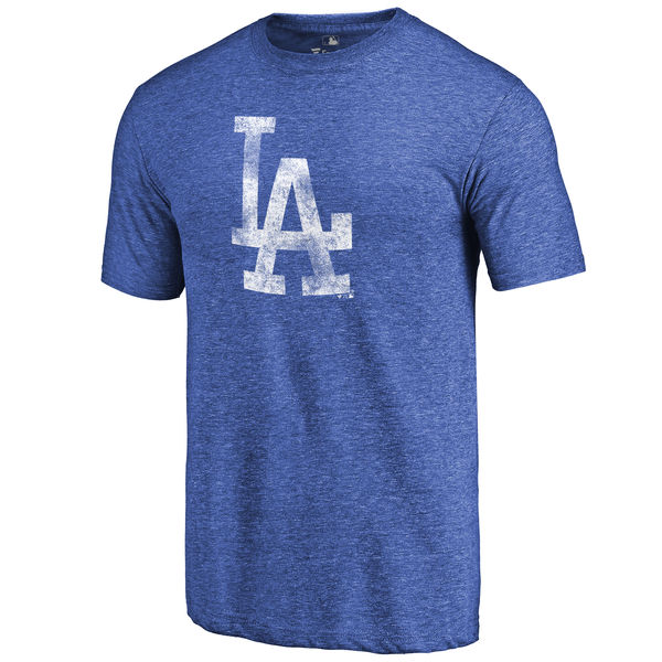 Los Angeles Dodgers Distressed Team Tri Blend T-Shirt Heathered Royal