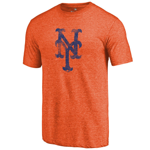 New York Mets Distressed Team Tri Blend T-Shirt Orange