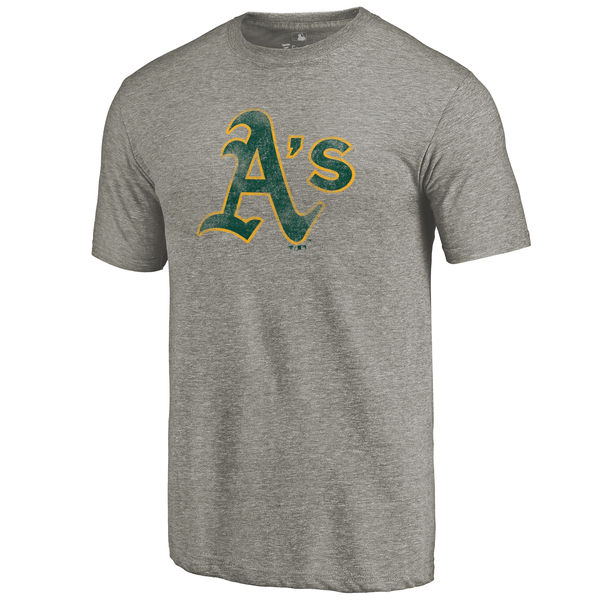 Oakland Athletics Distressed Team Tri Blend T-Shirt Ash