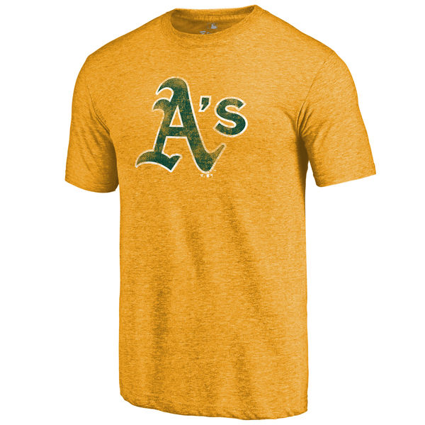 Oakland Athletics Distressed Team Tri Blend T-Shirt Gold