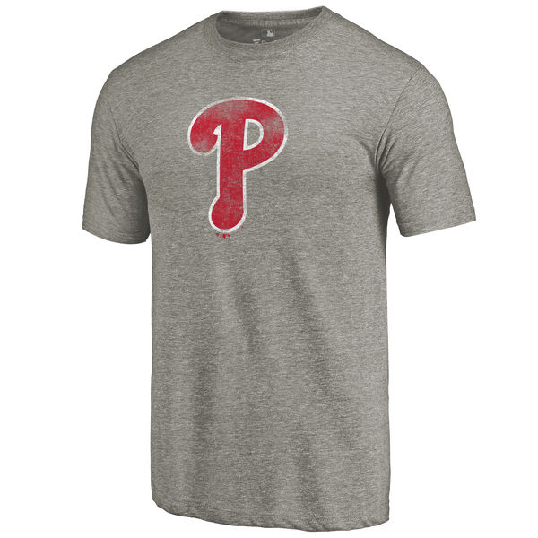 Philadelphia Phillies Distressed Team Tri Blend T-Shirt Ash