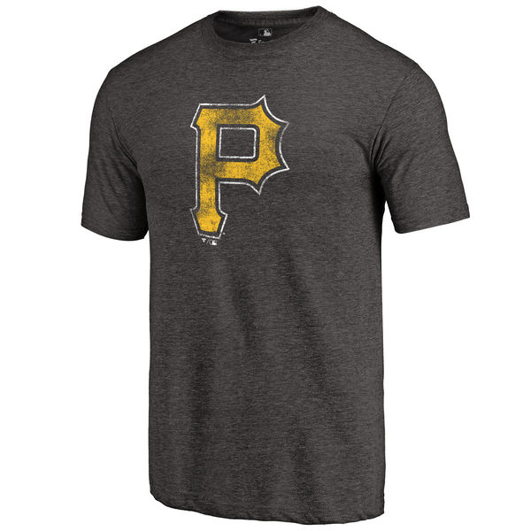 Pittsburgh Pirates Distressed Team Tri Blend T-Shirt Heathered Black