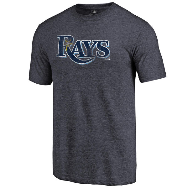 Tampa Bay Rays Distressed Team Tri Blend T-Shirt Heathered Navy