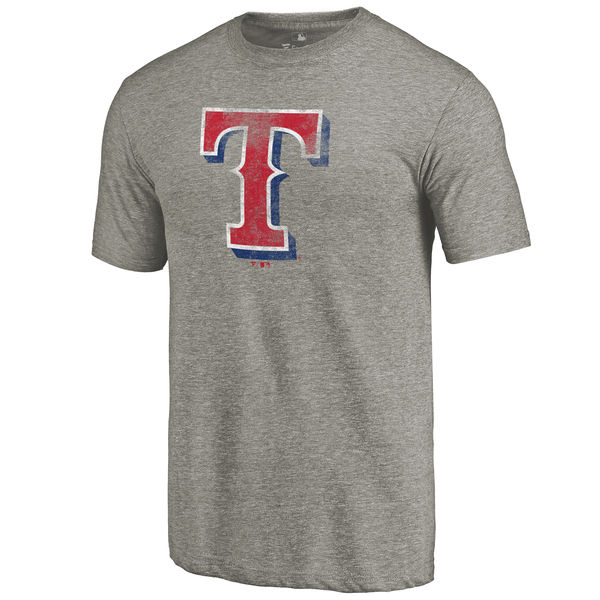 Texas Rangers Distressed Team Tri Blend T-Shirt Ash
