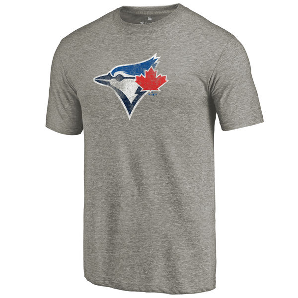 Toronto Blue Jays Distressed Team Tri Blend T-Shirt Ash - Click Image to Close