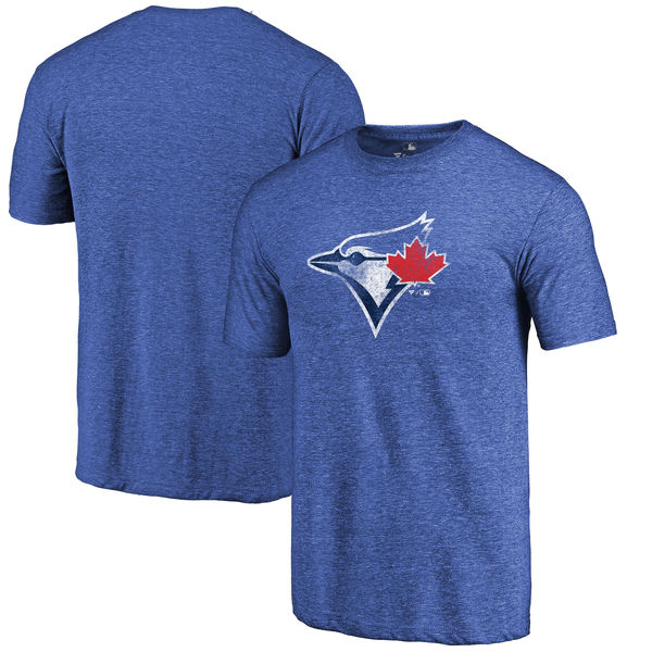Toronto Blue Jays Distressed Team Tri Blend T-Shirt Heathered Royal