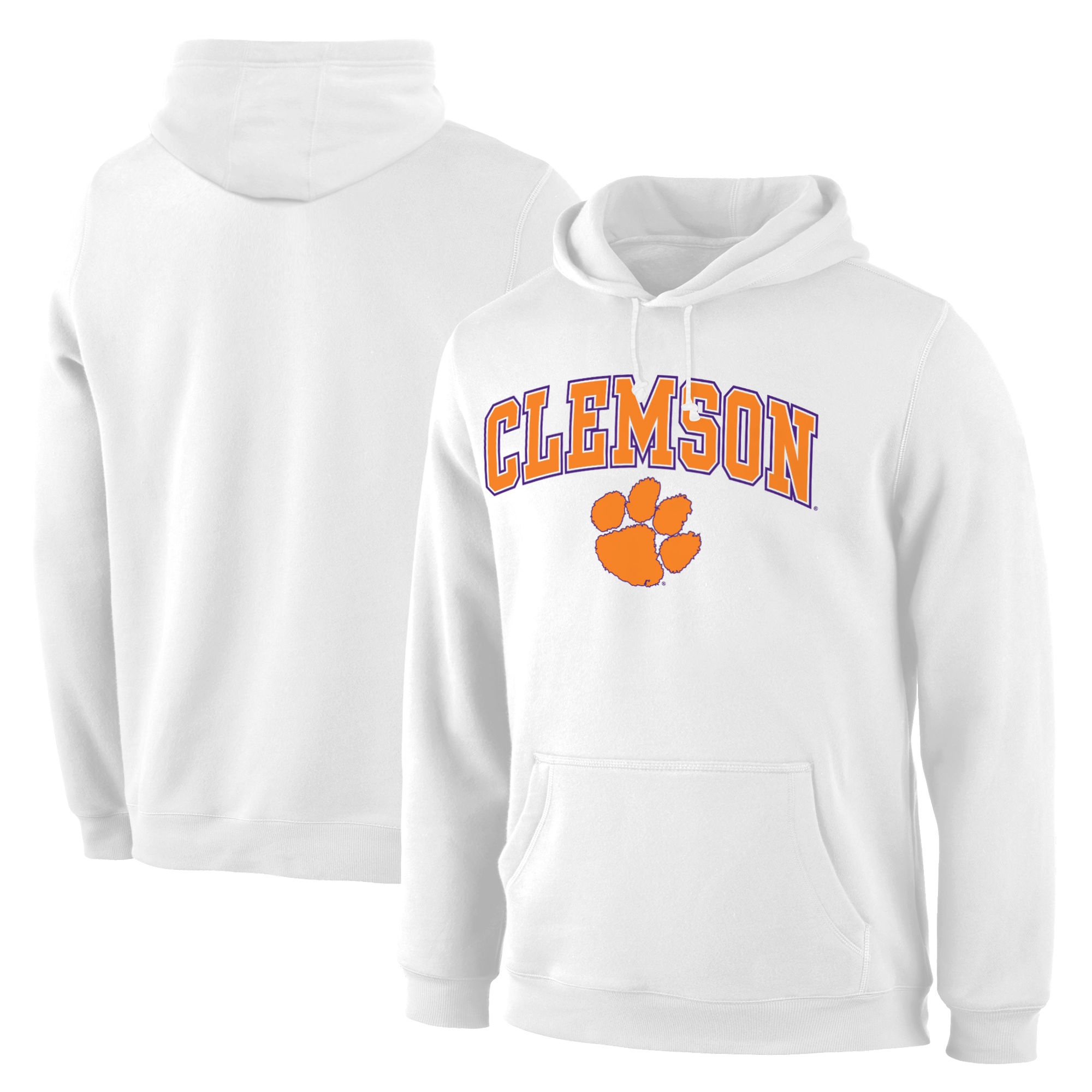 Clemson Tigers White Campus Pullover Hoodie - Click Image to Close