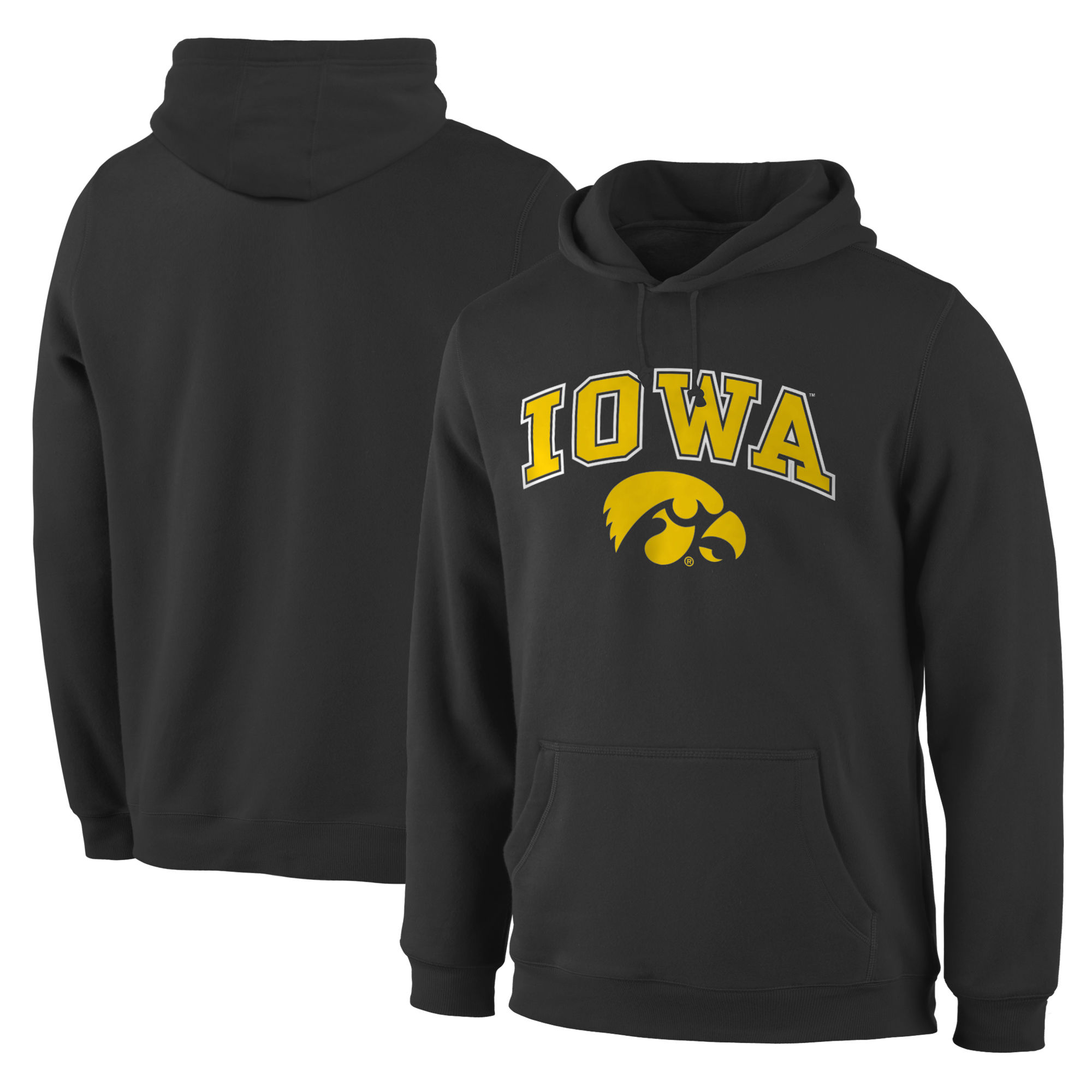 Iowa Hawkeyes Black Campus Pullover Hoodie - Click Image to Close
