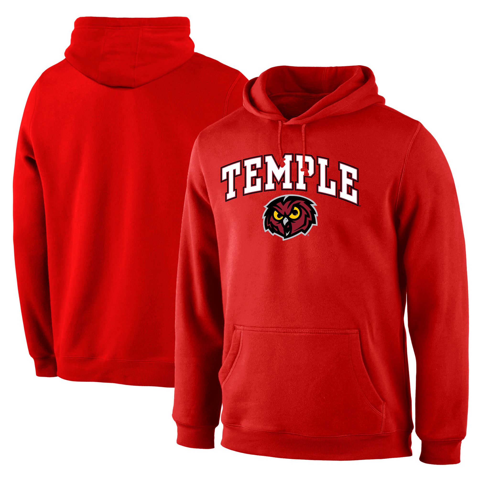 Temple Owls Red Campus Pullover Hoodie (1) - Click Image to Close