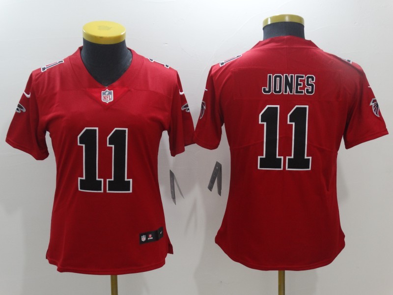 Nike Falcons 11 Julio Jones Red Color Rush Women Limited Jersey