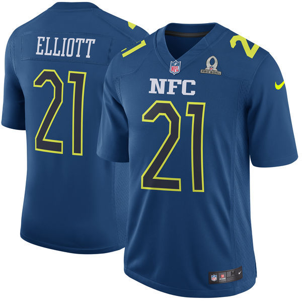 Nike Cowboys 21 Ezekiel Elliott Navy 2017 Pro Bowl Game Jersey - Click Image to Close