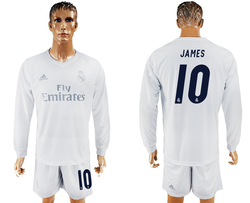 2016-17 Real Madrid 10 JAMES adidas x Parley Home Long Sleeve Soccer Jersey