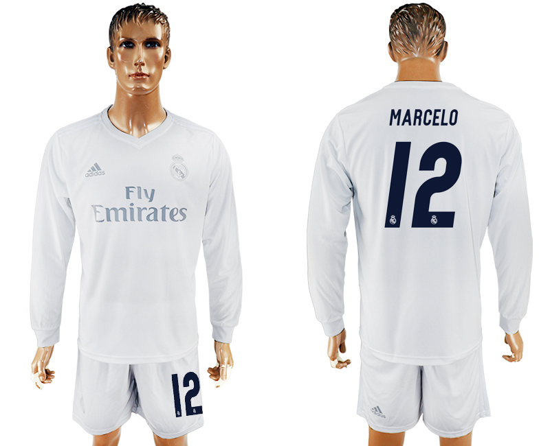 2016-17 Real Madrid 12 MARCELO adidas x Parley Home Long Sleeve Soccer Jersey 2016-17 Real Madrid 12 MARCELO adidas x Parley Home Long Sleeve Soccer Jersey