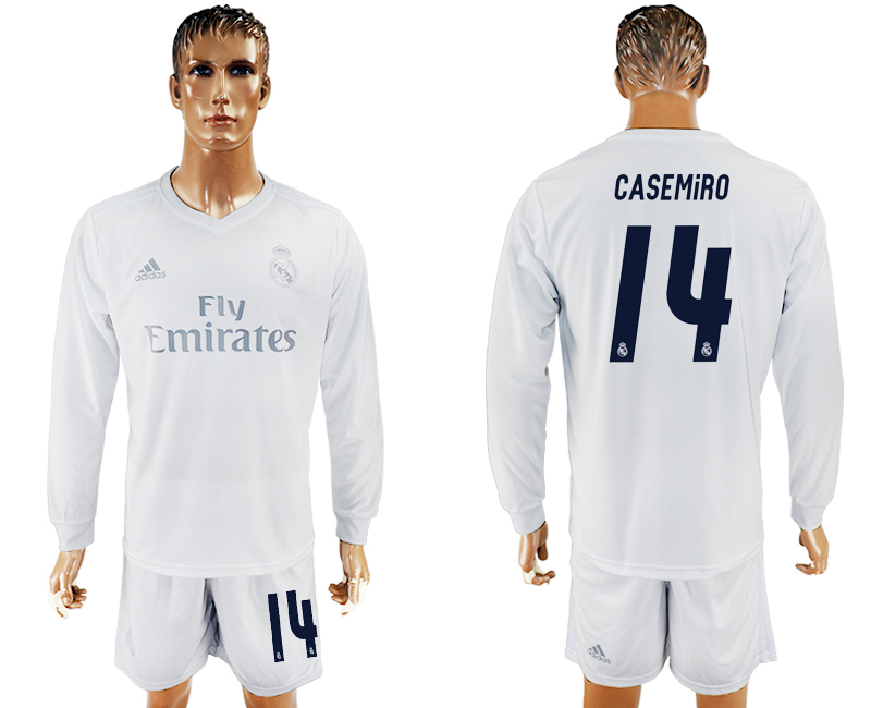 2016-17 Real Madrid 14 CASEMIRO adidas x Parley Home Long Sleeve Soccer Jersey