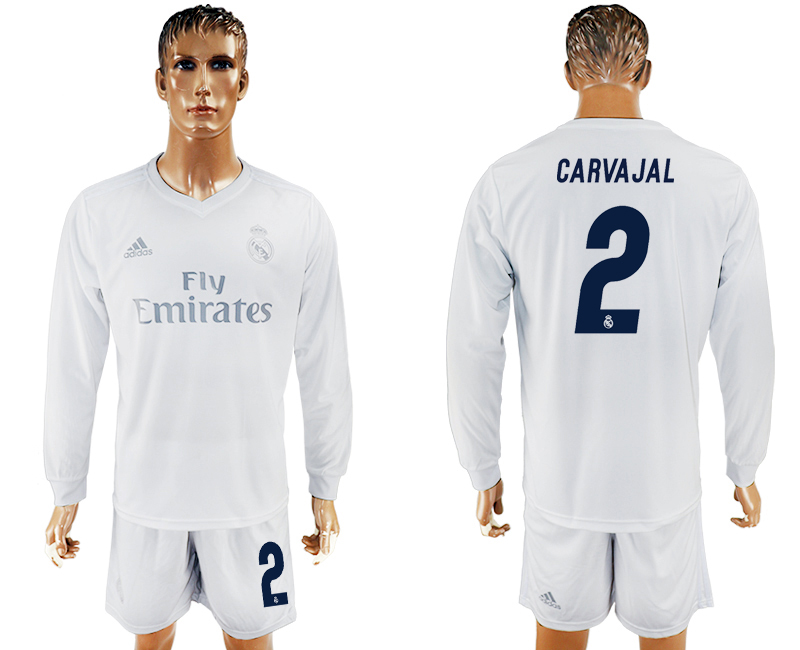 2016-17 Real Madrid 2 CARVAJAL adidas x Parley Home Long Sleeve Soccer Jersey