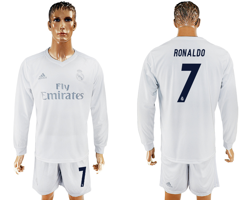 2016-17 Real Madrid 7 RONALDO adidas x Parley Home Long Sleeve Soccer Jersey 2016-17 Real Madrid 7 RONALDO adidas x Parley Home Long Sleeve Soccer Jersey