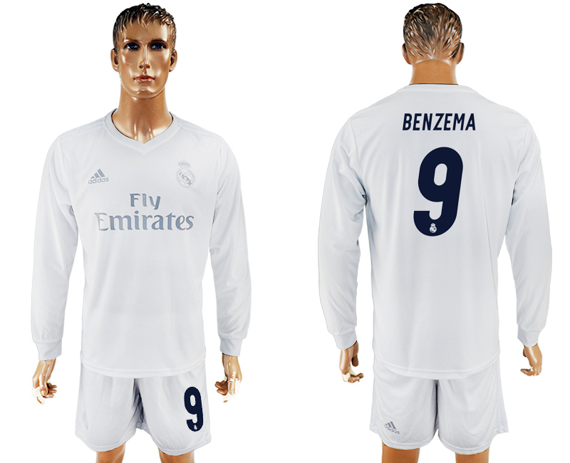 2016-17 Real Madrid 9 BENZEMA adidas x Parley Home Long Sleeve Soccer Jersey