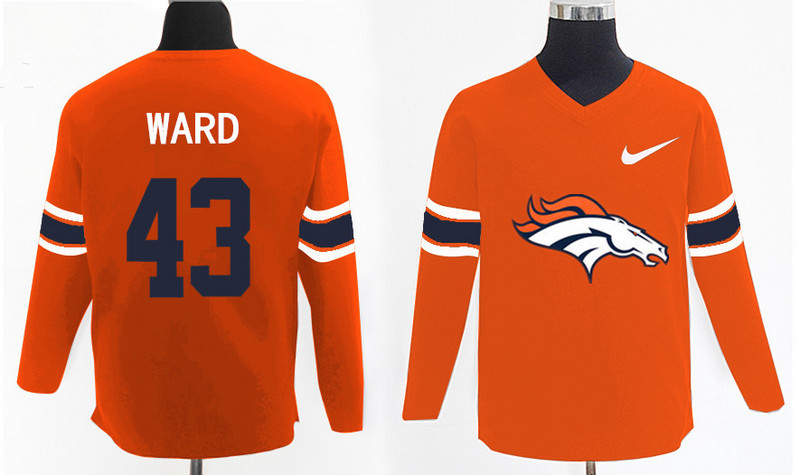 Nike Broncos 43 T.J. Ward Orange Knit Sweater