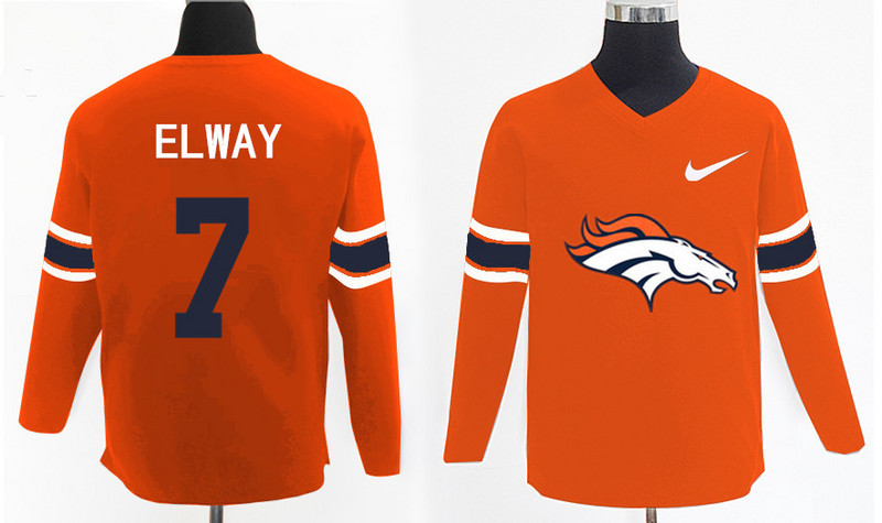 Nike Broncos 7 John Elway Orange Knit Sweater - Click Image to Close