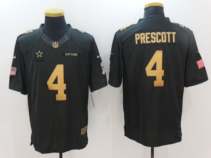 Nike Cowboys 4 Dak Prescott Anthracite Gold Limited Jersey