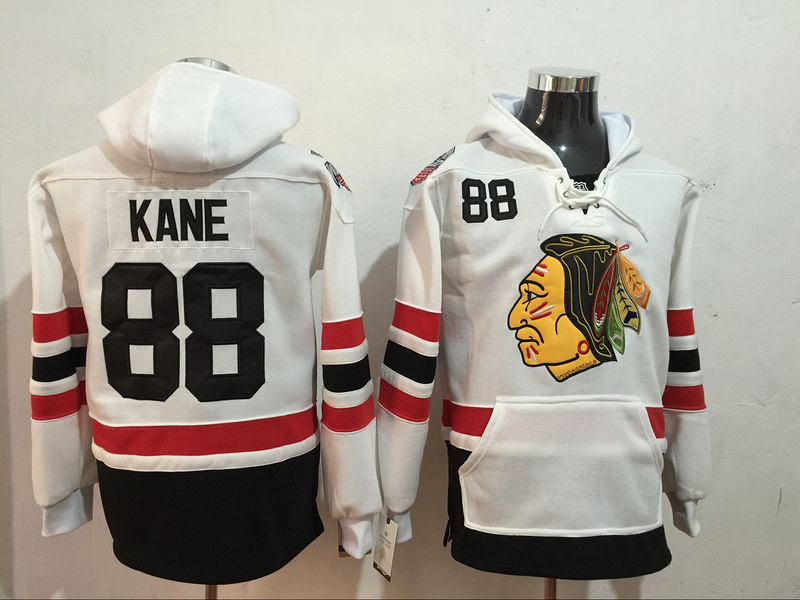 Blackhawks 88 Patrick Kane White All Stitched Hooded Sweatshirt - Click Image to Close