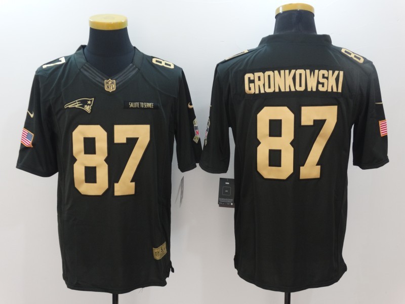 Nike Patriots 87 Rob Gronkowski Anthracite Gold Limited Jersey