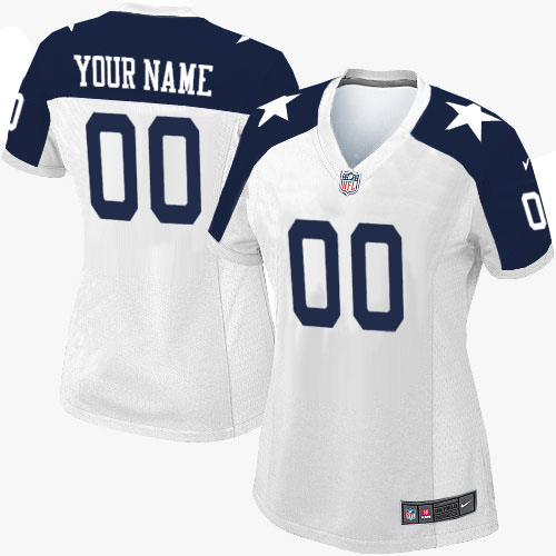 Nike Dallas Cowboys White Throwback Women Game Customized Jersey