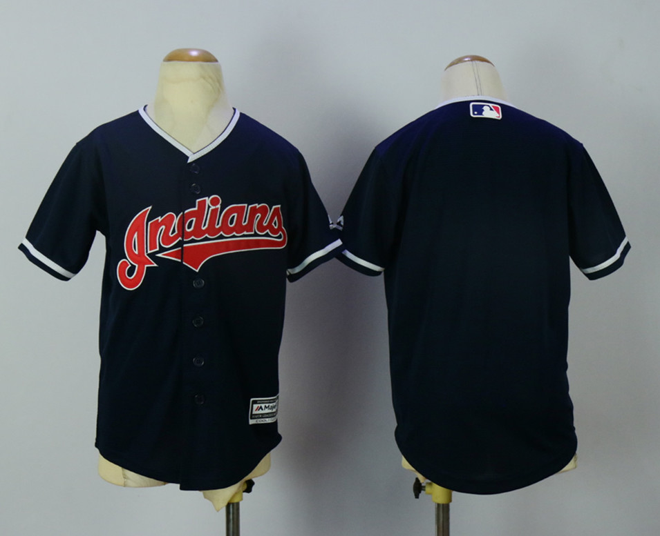 Indians Blank Navy Youth New Cool Base Jersey
