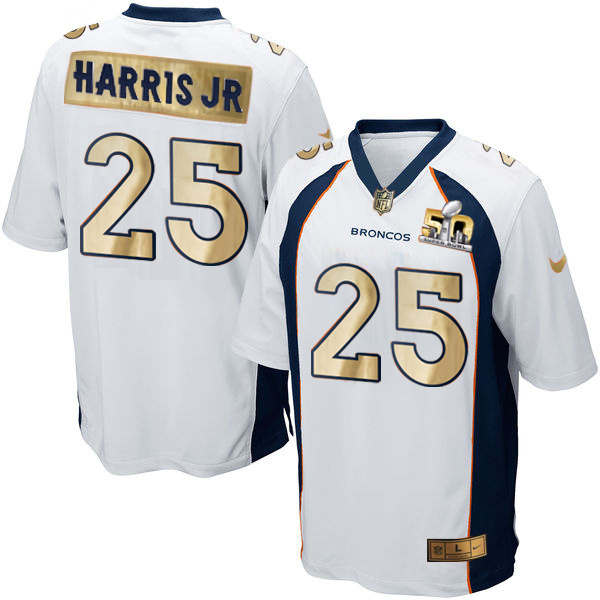 Nike Broncos 25 Chris Harris Jr White Super Bowl 50 Limited Jersey