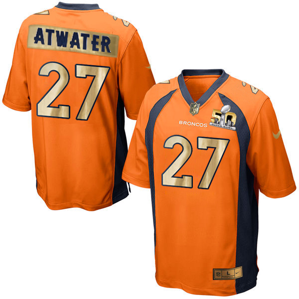Nike Broncos 27 Steve Atwater Orange Super Bowl 50 Limited Jersey - Click Image to Close