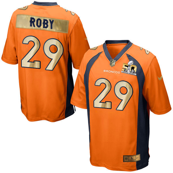 Nike Broncos 29 Bradley Roby Orange Super Bowl 50 Champions Limited Jersey