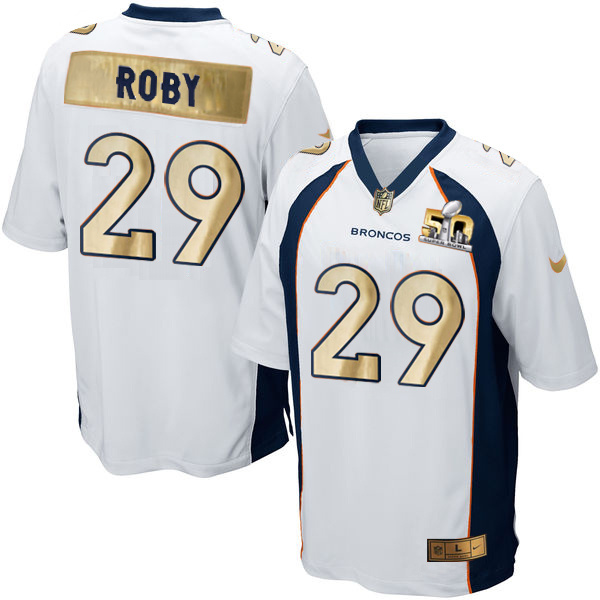 Nike Broncos 29 Bradley Roby White Super Bowl 50 Limited Jersey
