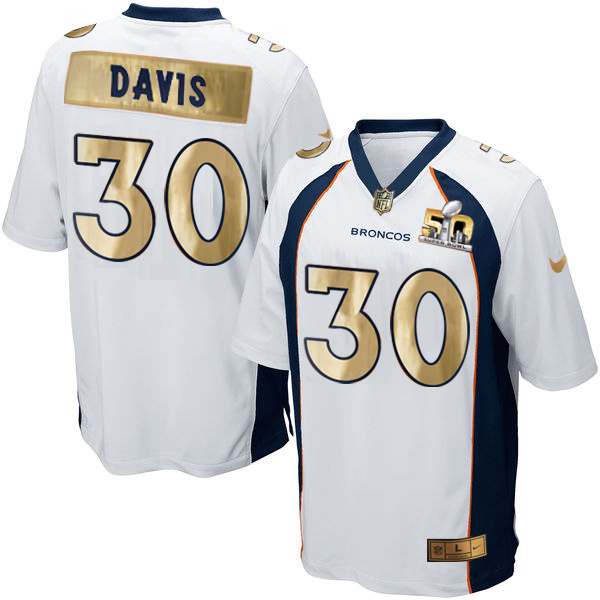 Nike Broncos 30 Terrell Davis White Super Bowl 50 Champions Limited Jersey