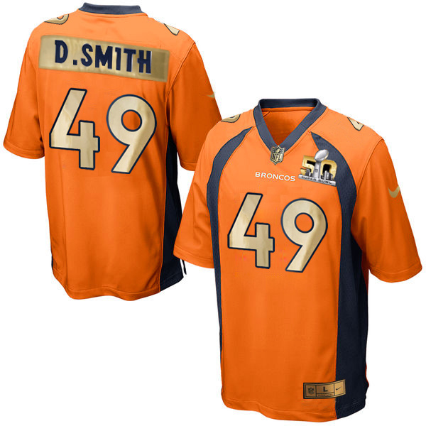 Nike Broncos 49 Dennis Smith Orange Super Bowl 50 Champions Limited Jersey