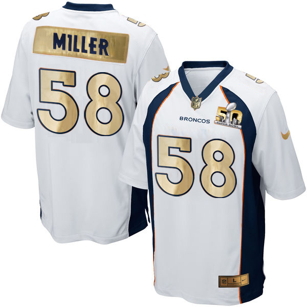 Nike Broncos 58 Von Miller White Super Bowl 50 Limited Jersey