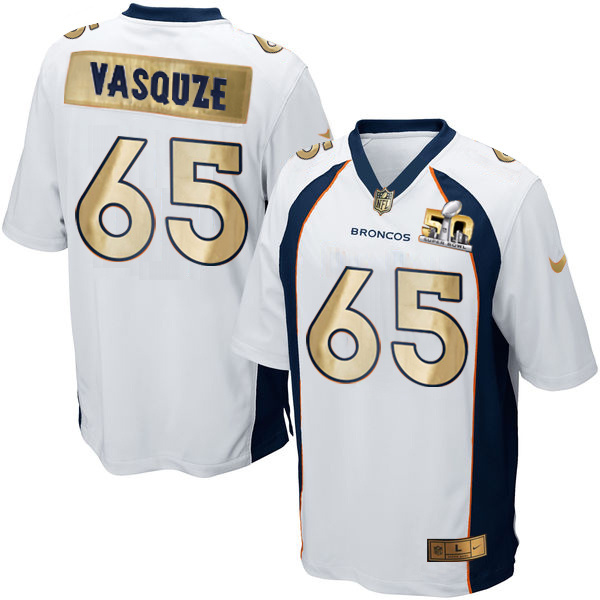 Nike Broncos 65 Louis Vasquez White Super Bowl 50 Limited Jersey
