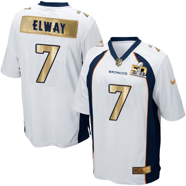 Nike Broncos 7 John Elway White Super Bowl 50 Limited Jersey