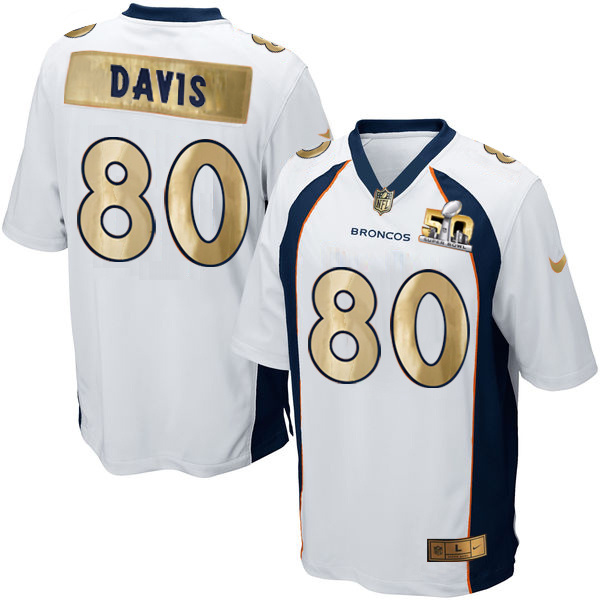 Nike Broncos 80 Vernon Davis White Super Bowl 50 Champions Limited Jersey