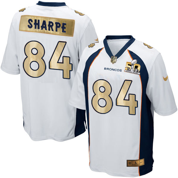 Nike Broncos 84 Shannon Sharpe White Super Bowl 50 Limited Jersey