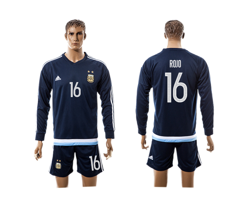 Argentina 16 ROJO Away 2016 Copa America Centenario 2016 Copa America Centenario Long Sleeve Soccer Jersey