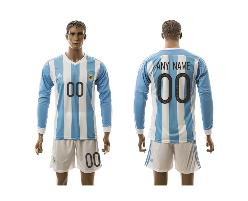2016-17 Argentina Home Customized Long Sleeve Jersey