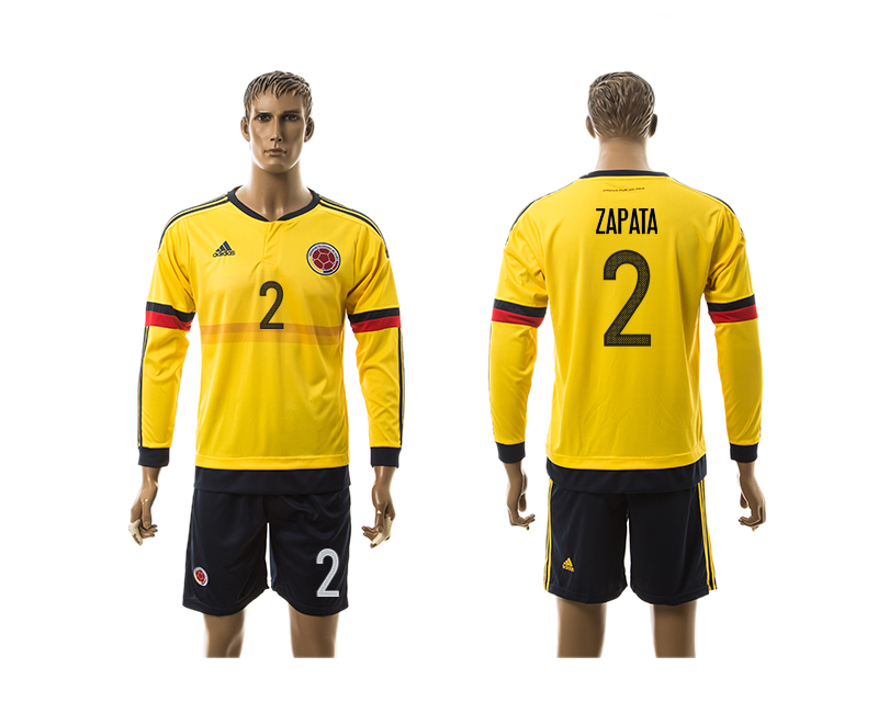2016-17 Colombia 2 ZAPATA Home Long Sleeve Jersey