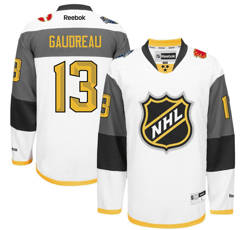 Flames 13 Johnny Gaudreau White 2016 All-Star Premier Jersey