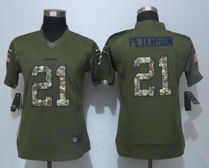 Nike Cardinals 21 Patrick Peterson Green Salute To Service Women Limited Jersey
