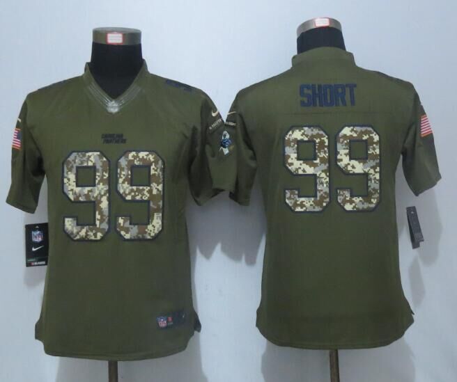 Nike Panthers 99 Kawann Short Green Salute To Service Women Limited Jersey