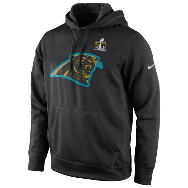 Nike Panthers KO Logo Black Super Bowl 50 Men's Pullover Hoodie