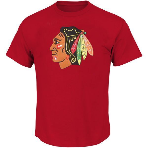 Blackhawks Team Logo Red Men's Short Sleeve T Shirt