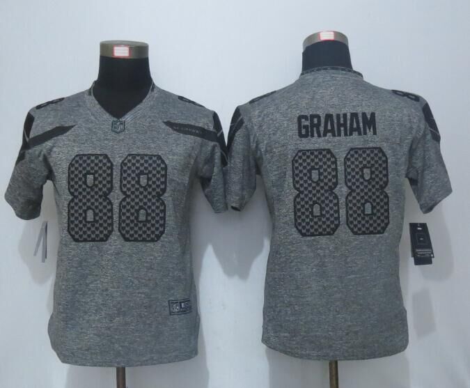 Nike Seahawks 88 Jimmy Graham Grey Gridiron Women Limited Jersey